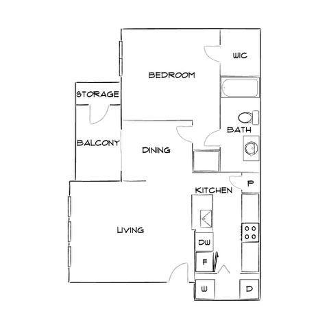 Anson at the Lakes - One-Bedroom Floorplan