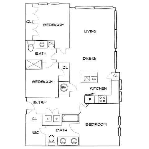The Sawyer at One Bellevue Place - Three-Bedroom Floorplan