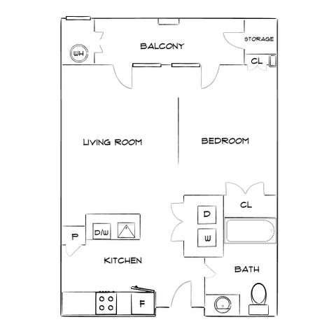Wesley Village - One-Bedroom Floorplan