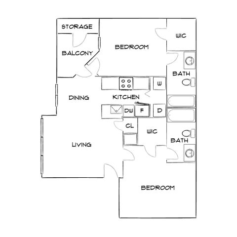 Anson at the Lakes - Two-Bedroom Floorplan