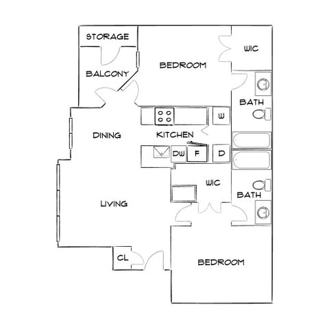 Anson at the Lakes - Two-Bedroom Floorplan