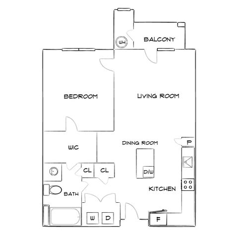 Wesley Village - One-Bedroom Floorplan