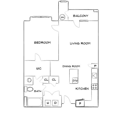 Wesley Village - One-Bedroom Floorplan
