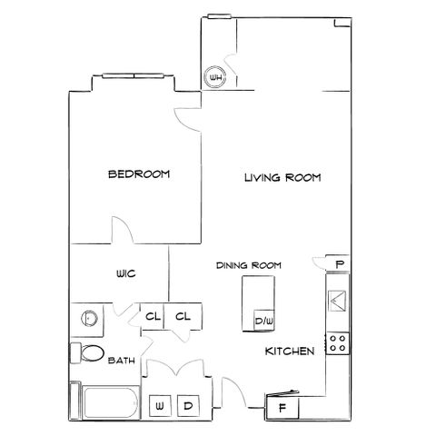 Wesley Village - One-Bedroom Floorplan