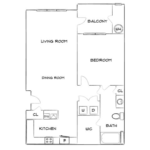 Wesley Village - One-Bedroom Floorplan