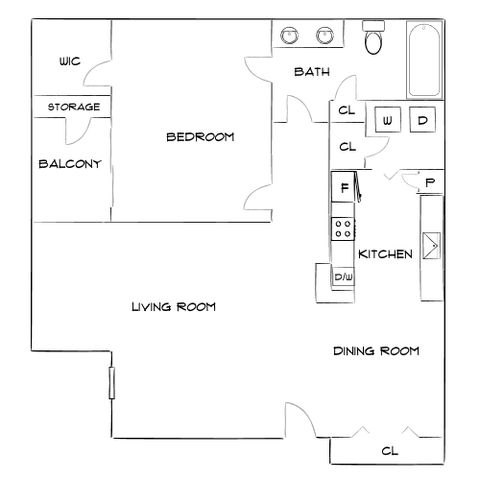 Ridge at Roper Mountain - One-Bedroom Floorplan