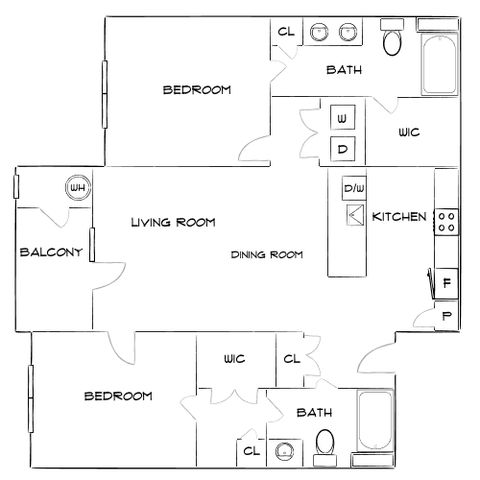 Wesley Village - Two-Bedroom Floor Plan