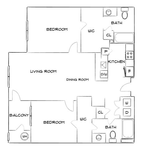 Wesley Village - Two-Bedroom Floor Plan