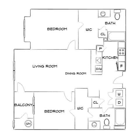 Wesley Village - Two-Bedroom Floorplan