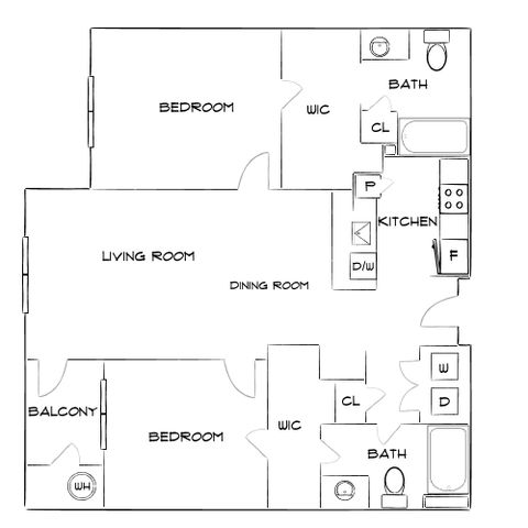 Wesley Village - Two-Bedroom Floor Plan