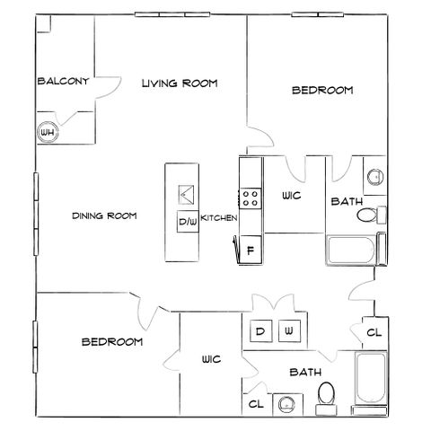 Wesley Village - Two-Bedroom Floor Plan