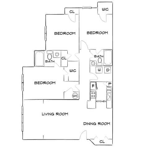 Ridge at Roper Mountain - Three Bedroom Floorplan