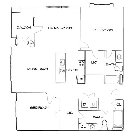 Wesley Village - Two-Bedroom Floorplan