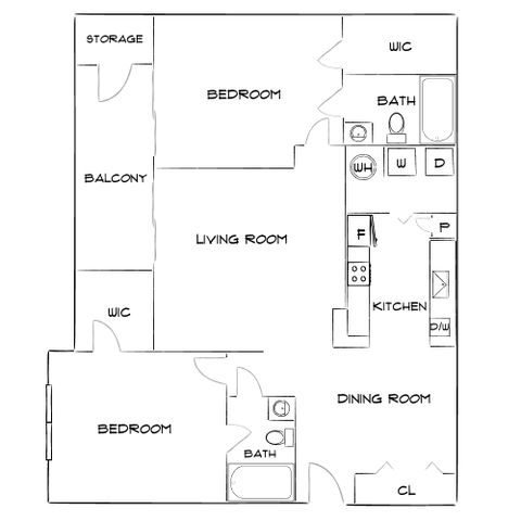 Sable Brookfield - Two-Bedroom Floor Plan