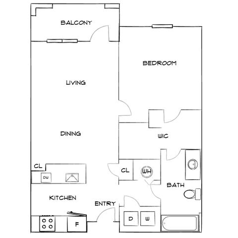 Addison at South Tyron - One Bedroom Floorplan
