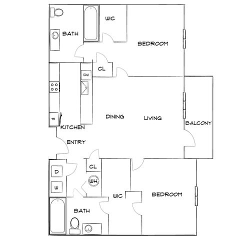 Addison at South Tyron - Two Bedroom Floorplan