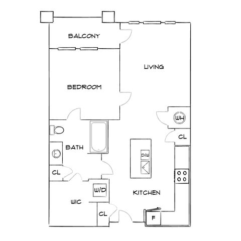 The Sawyer at One Bellevue Place - One-Bedroom Floorplan