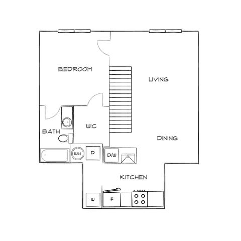 Burano Hunter\'s Creek - One-Bedroom Floorplan
