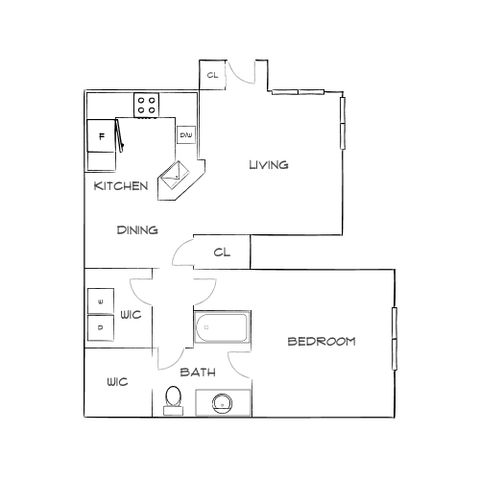Burano Hunter\'s Creek - One-Bedroom Floorplan