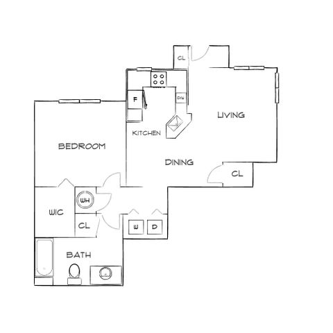 Burano Hunter\'s Creek - One-Bedroom Floorplan