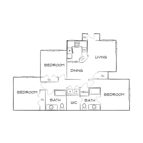 Burano Hunter\'s Creek - Three-Bedroom Floorplan