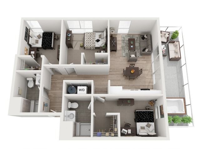 3 Bedroom 2 Bathroom Floor Plan