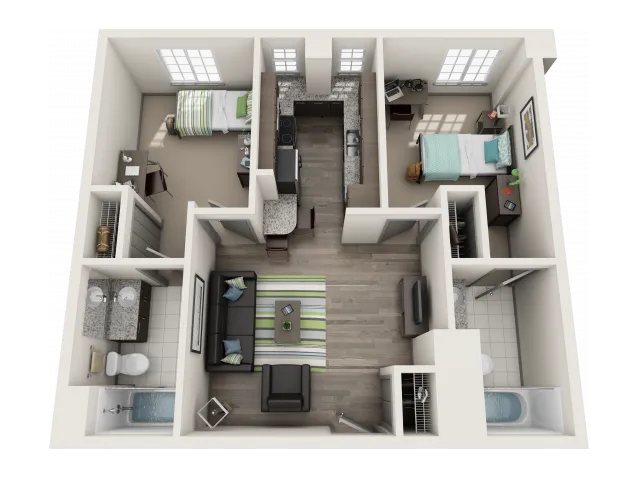 2 Bedroom Floor Plan