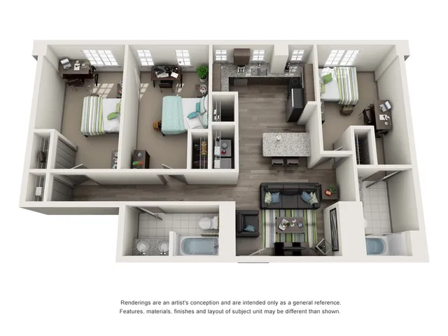 3 Bedroom Floor Plan | IU Off Campus Apartments | Avenue on College