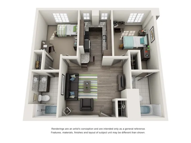 2 Bedroom Floor Plan | IU Bloomington Off Campus Housing | Avenue on College