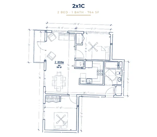 Move The House - 2 Bed Floorplan