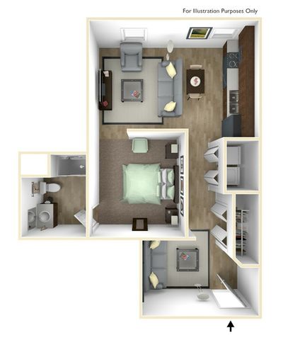 Studio with Den (ADA accessible)