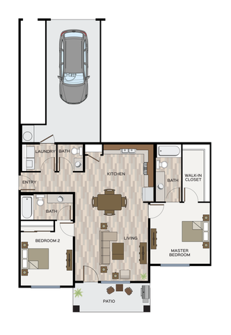 2x2 Main Floor Plan w/ 1 Car Garage