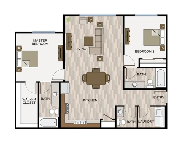 2x2 Upper Floor Plan Over Garage