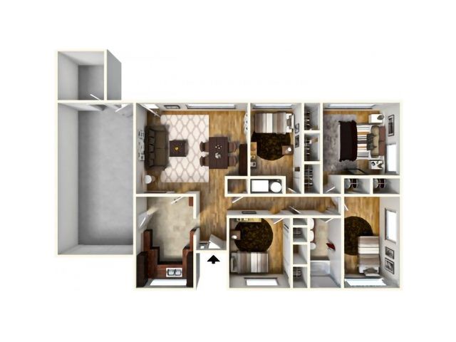 4 Bedroom 1 Bath Duplex with Attached Garage and Storage Area