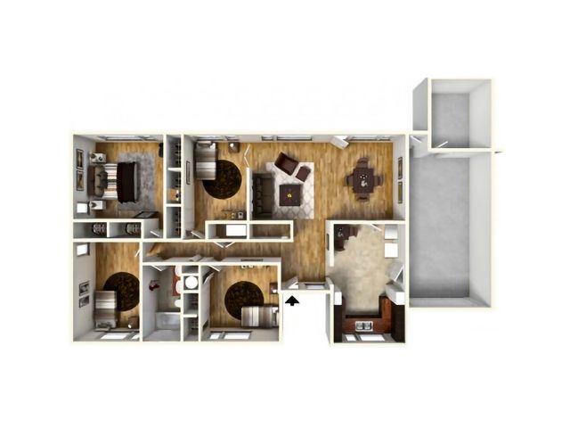 4 Bedroom 1 Bath Duplex with Attached Garage and Storage Area
