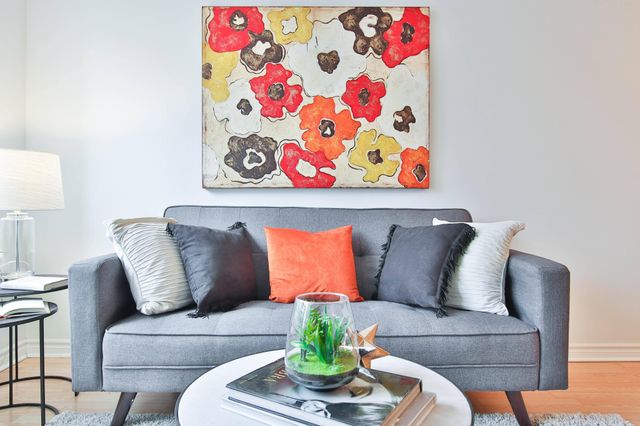 Living Room with art on the wall