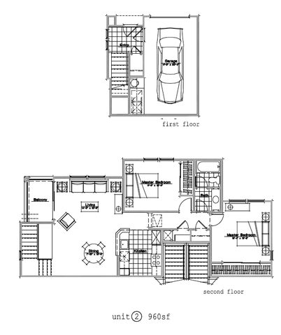 Two Bedroom One Bath Floorplan