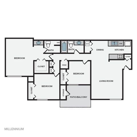 3-bedroom floorplan