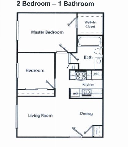 The Trees- 2 Bedroom 1 Bathroom Floor Plan