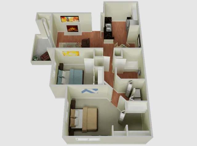 two bedroom one bathroom doll house floorplan
