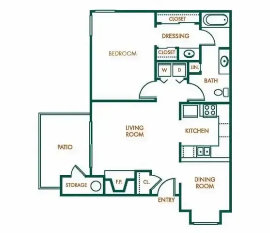 one bedroom one bathroom doll house floorplan