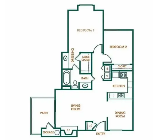 two bedroom one bathroom doll house floorplan
