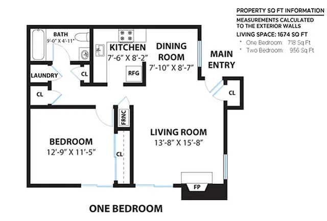 1 bedroom floorplan