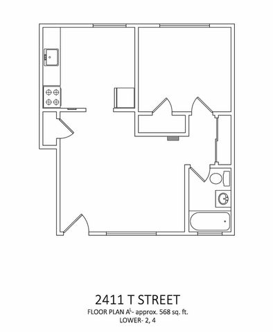 Floor Plan A - 568 sq ft LOWER 2,4