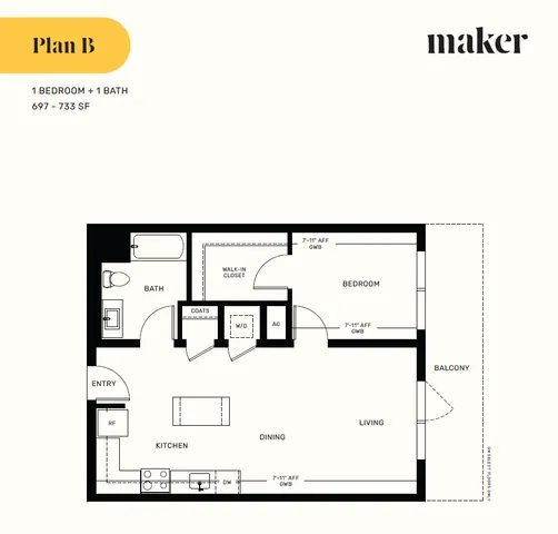 1 bedroom Plan B