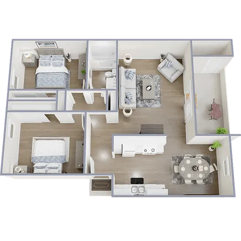 Two bedroom one bathroom floor plan