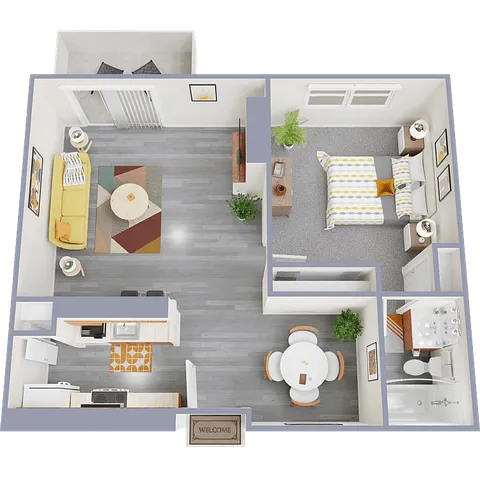 One bedroom floor plan image