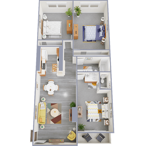 Three bedroom floor plan image