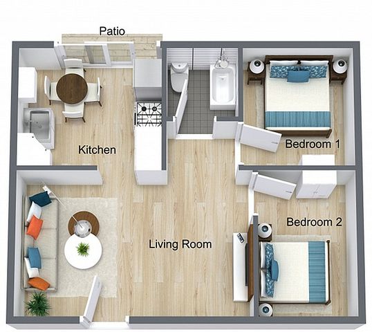 Two bedroom floorplan image.