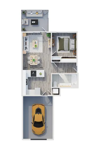 3D Floorplan 1X1B Poppy